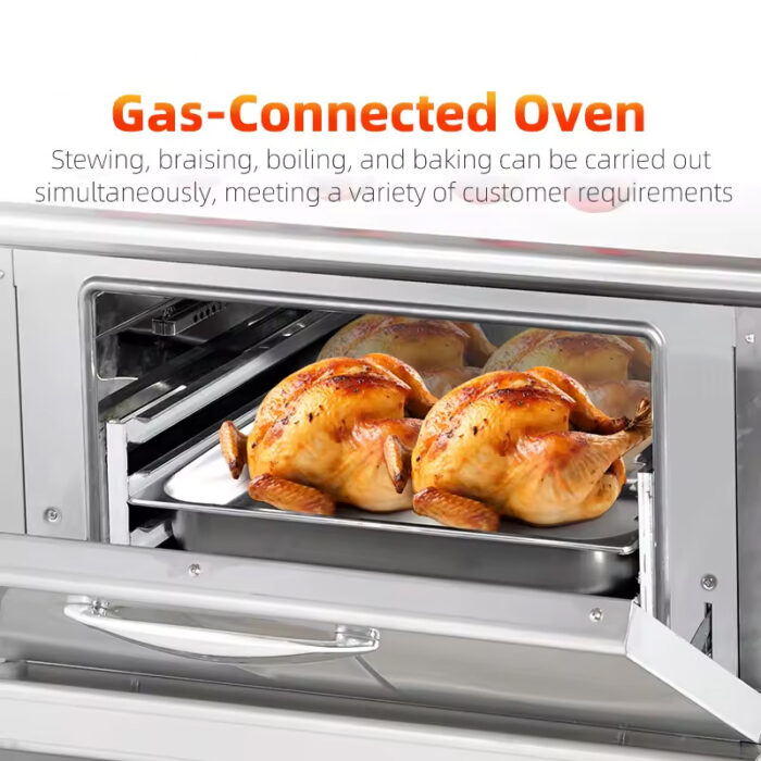 Stainless Steel Restaurant Equipment 700 Series 6-Burner Gas Cooking Range with Oven - Image 2