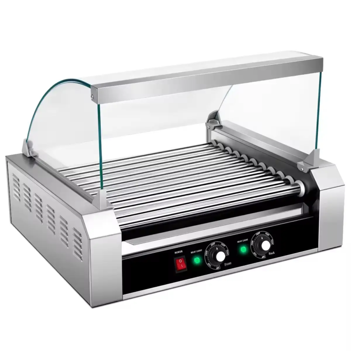 Hot Dog Roller 11 Rollers 30 Hot Dogs Capacity 1650W Stainless Sausage Grill Cooker Machine