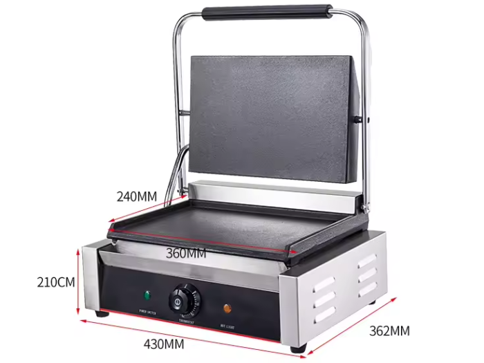 Mini Tabletop Commercial Single Head Electric Contact Sandwich Panini Toaster - Image 3