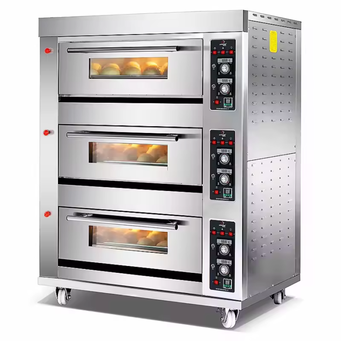3 Deck 9 Tray Hot Sale Baking Oven Automatic Bakery Equipment Stainless Steel Commercial Electric Bread Baking Oven