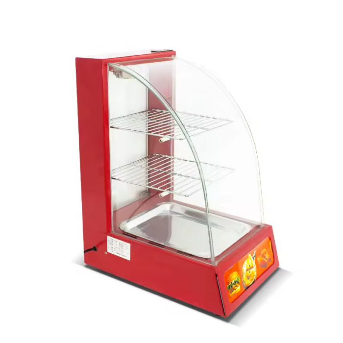 Hot Sale Food Catering Equipment Restaurant Kfc Hamburger Heating Curved Display Warmer Chips Hot Showcase