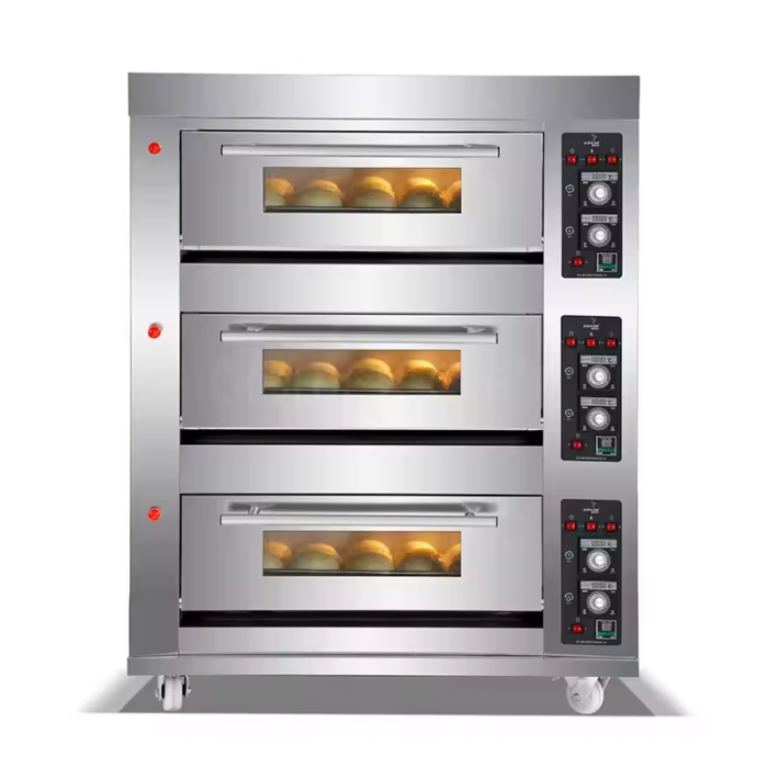 3 Deck 9 Tray Hot Sale Baking Oven Automatic Bakery Equipment Stainless Steel Commercial Electric Bread Baking Oven - Image 3