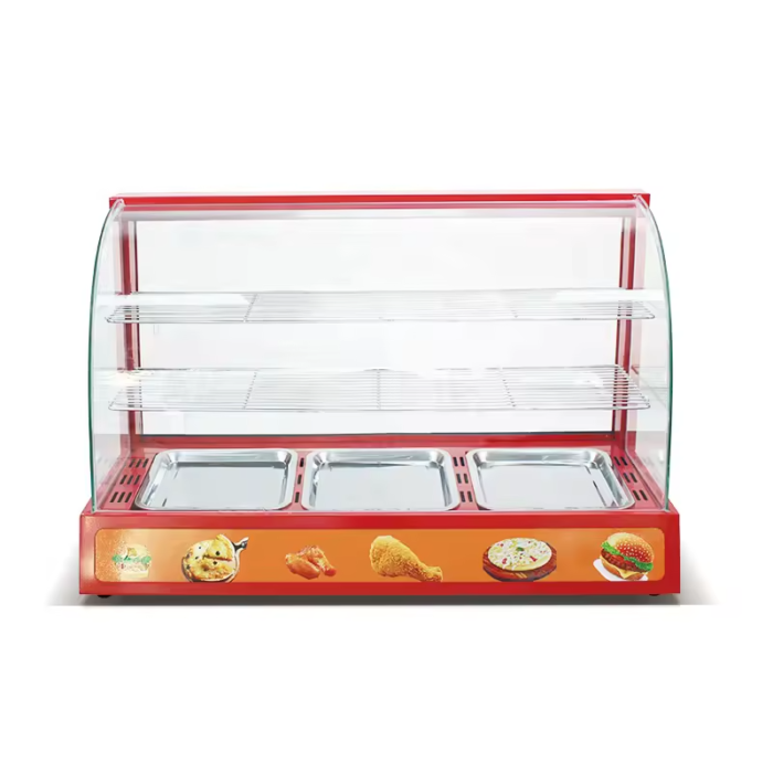 OEM ODM High Quality Table Top 3P Red Color Hot Food Pizza Pie Chips Hamburger Warmer Display Cabinet - Image 3