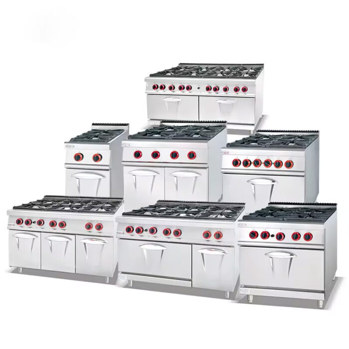 Stainless Steel Restaurant Equipment 700 Series 6-Burner Gas Cooking Range with Oven - Image 5
