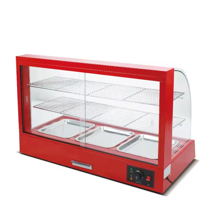 OEM ODM High Quality Table Top 3P Red Color Hot Food Pizza Pie Chips Hamburger Warmer Display Cabinet - Image 4