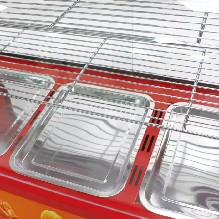 OEM ODM High Quality Table Top 3P Red Color Hot Food Pizza Pie Chips Hamburger Warmer Display Cabinet - Image 5