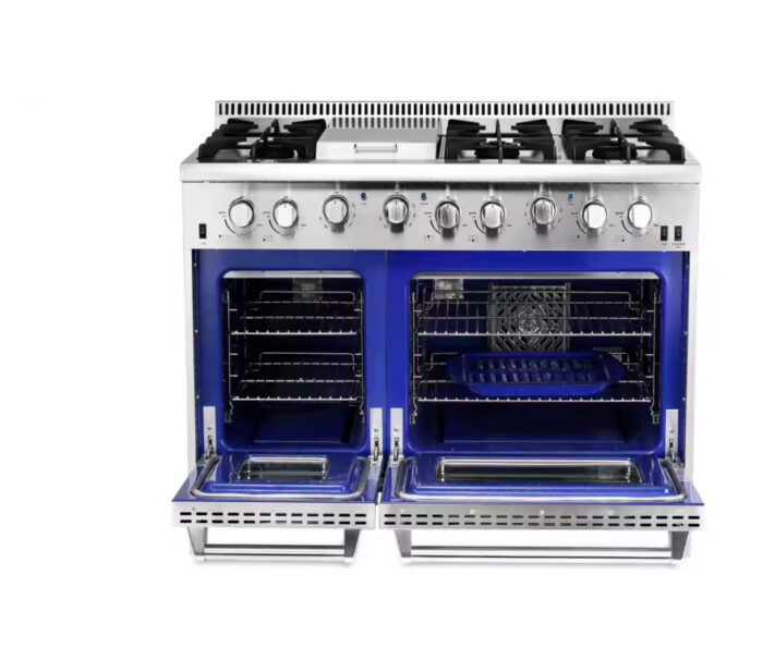 48-Inch Freestanding Gas Stove Oven with Grill 6-Burner Ranges High-End Convection for Household or RV Use - Image 2